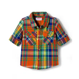 Babyhug Cotton Woven Full Sleeves Checks Shirt - Yellow-picture-13