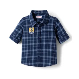 Babyhug Cotton Woven Full Sleeves Shirt With Checks - Navy Blue-picture-10