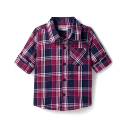 Babyhug Cotton Woven Full Sleeves Shirt With Checks - Red-picture-26