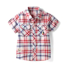 Babyhug Cotton Woven Half Sleeves Checkered Shirt - Red-picture-11