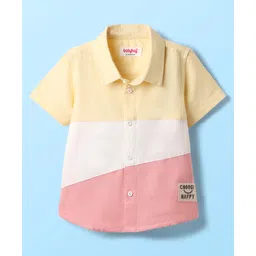 Babyhug Cotton Woven Half Sleeves Shirt With Cut & Sew - White-picture-20