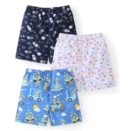 Babyhug Cotton Woven Paper Planes & Dino Printed Boxers Pack of 3 - Multicolour-picture-17