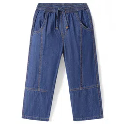 Babyhug Denim Full Length Solid Colour Washed Jeans with Stretch  Cut & Sew Design - Blue-picture-17