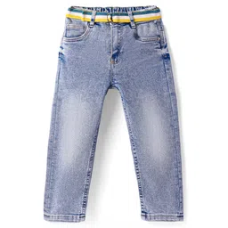 Babyhug Denim Full Length Washed Jeans with Stretch - Light Blue-picture-23
