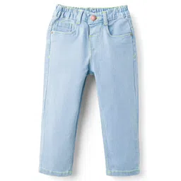 Babyhug Denim Full Length Washed Jeans with Stretch - Light Blue-picture-25