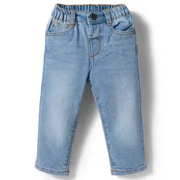 Babyhug Denim Full Length Washed Jeans With Stretch - Light Blue-picture-27