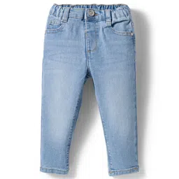 Babyhug Denim Full Length Washed Jeans with Stretch - Light Blue-picture-16