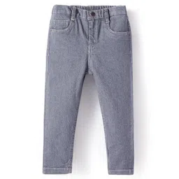 Babyhug Denim Full Length Washed Jeans with Stretch Solid Colour - Grey-picture-31