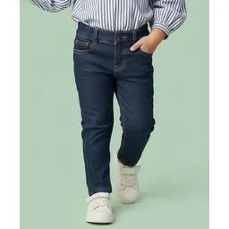 Babyhug Denim Jeans Full Length Washed Jeans With Stretch - Navy Blue-picture-25