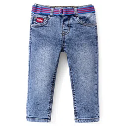 Babyhug Denim Washed Full Length Jeans With Stretch Solid Colour - Blue-picture-10