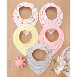 Babyhug Drool Bibs Dinosaur Print Pack of 5 - Green & Pink-picture-16