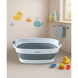 Babyhug Foldable Baby Bath Tub with Drain Plug - Grey-picture-20
