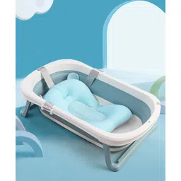 Babyhug Foldable Bathtub with Cushion - Blue-picture-11