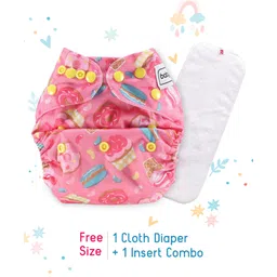 Babyhug Free Size Reusable Cloth Diaper With Insert Cupcakes Print - Pink-picture-20