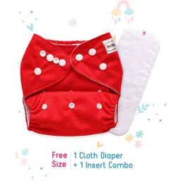 Babyhug Free Size Reusable Cloth Diaper With Insert - Red-picture-15