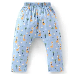 Babyhug Full Length Cotton Diaper Pants Giraffe Print Pack of 3 - Blue image 3