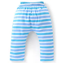 Babyhug Full Length Cotton Diaper Pants Giraffe Print Pack of 3 - Blue image 4