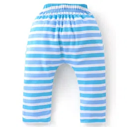 Babyhug Full Length Cotton Diaper Pants Giraffe Print Pack of 3 - Blue image 5