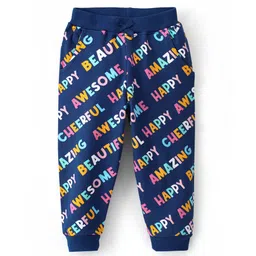 Babyhug Full Length Cotton Looper Knit Lounge Pant Text Print - Navy-picture-19