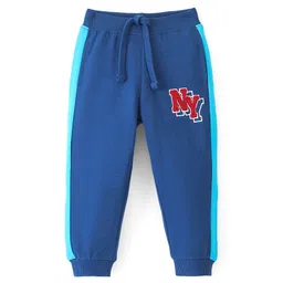 Babyhug Full Length Cotton Looper Lounge Pant with Terry Applique Embroidery-Navy Blue-picture-17