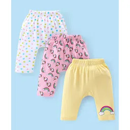 Babyhug Full Length Diaper Leggings Pack of 3 Unicorn Printed - Pink & Yellow-picture-11