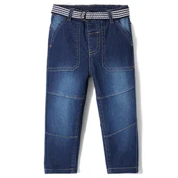 Babyhug Full Length Jeans with Stretch Solid Color - Blue-picture-26