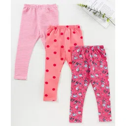 Babyhug Full Length Knit Lycra with Stretch Leggings Printed Pack of 3 - Multicolour-picture-23