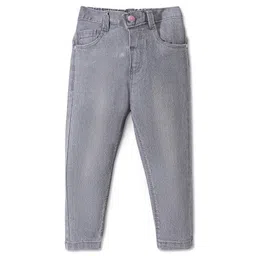Babyhug Full Length Solid Color Denim Jeans With Stretch - Grey-picture-22