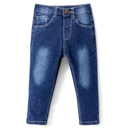 Babyhug Full Length Solid Color Denim Jeans With Stretch - Medium Blue-picture-28