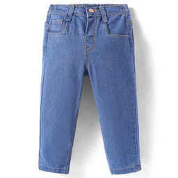 Babyhug Full Length Solid Washed Denim Jeans With Stretch - Blue-picture-15