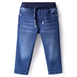 Babyhug Full Length Solid Washed Denim Jeans With Stretch - Blue-picture-12