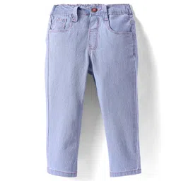 Babyhug Full Length Solid Washed Denim Jeans With Stretch - Light Blue-picture-14