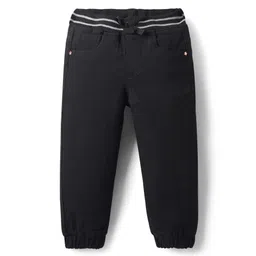 Babyhug Full Length Washed Denim Jeans With Ribbed Waist - Black-picture-11