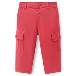 Babyhug Full Length  with Stretch Woven Trousers Solid Colour - Red-picture-22