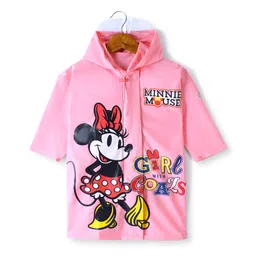 Babyhug Full Sleeve Calf Length Raincoat Minnie Print - Pink-picture-12