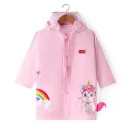 Babyhug Full Sleeves Below Knee Length Raincoat  Unicorn Print - Pink-picture-20