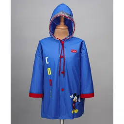 Babyhug Full Sleeves Below Knee Length Raincoat With Mickey Cool Print - Royal Blue-picture-24
