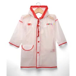 Babyhug Full Sleeves Below Knee Length Raincoat With Mickey Mouse Print - White-picture-25