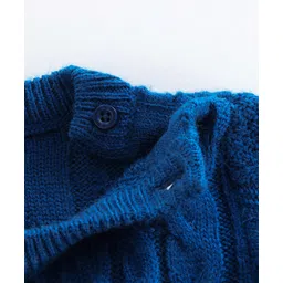 Babyhug Full Sleeves Cable Knit Sweater - Blue image 5