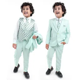 Babyhug Full Sleeves Classic Stretch Fit Party Suit Bow - Mint-picture-24