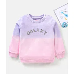 Babyhug Full Sleeves Cotton Knit Sweatshirt with Foil Print Text - Pink & Violet-picture-23
