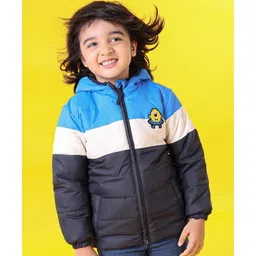 Babyhug Full Sleeves Hooded Jacket Alien Patch - Blue-picture-32