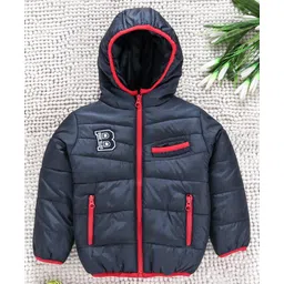 Babyhug Full Sleeves Hooded Jacket - Navy Blue-picture-30