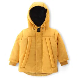 Babyhug Full Sleeves Hooded Jacket Solid Color - Yellow-picture-31
