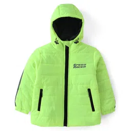 Babyhug Full Sleeves Hooded Jacket With Text Print - Green-picture-16
