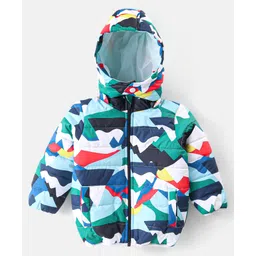 Babyhug Full Sleeves Jacket with Removable Hood &  Abstract Print - Multicolour-picture-18