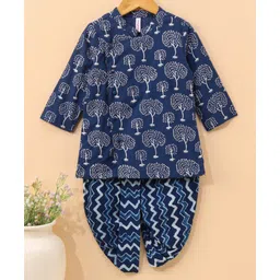 Babyhug Full Sleeves Kurta and Dhoti Set Printed - Indigo-picture-21