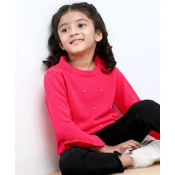 Babyhug Full Sleeves Pullover Sequins Sweater - Pink-picture-28