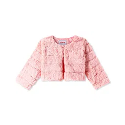 Babyhug Fur Woven Full Sleeves Solid Color Winter Jacket- Pink-picture-26