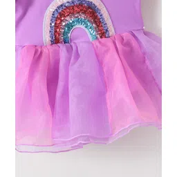 Babyhug Half Sleeves Sequined  Frock Swimsuit - Purple image 5